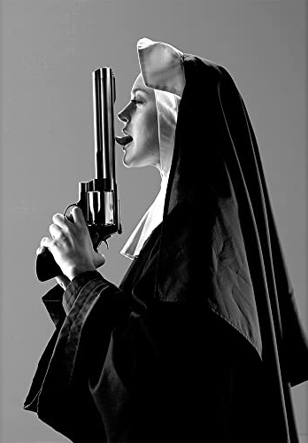 ZONJEE Nonne mit Einer Waffe Poster und Drucke, Moderne Designer-Kunst, Leinwand, Wandkunst, Bild for Wohnzimmer, Dekoration, ohne Rahmen (Color : C19, Size : 40X60CM NO Frame)