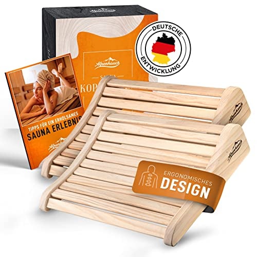 ALPENHAUCH Lot de 2 appuie-tête ergonomiques en bois pour sauna et cabine infrarouge - Accessoire de sauna élégant - Confortable et large