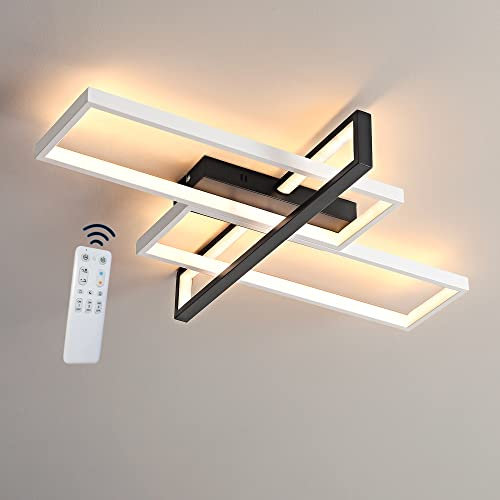Plafoniera LED Dimmerabile 56W Plafoniera LED Soffitto moderna 3000K-6000K con Telecomando, Plafoniera Soggiorno Lampada da Soffitto Quadrata Ufficio Luce di Soffitto per Camera Cucina Garage 63x46cm