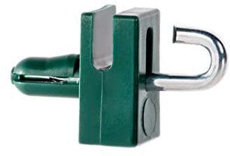 EMFA Supports de fil de tension avec clou à crochet pour clôture – lot de 25 pieces – Vert - Plastique polyéthylène – Accessoire pour grillage de jardin