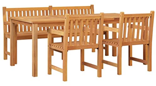 vidaXL 4-TLG. Garten-Essgruppe Massivholz Teak