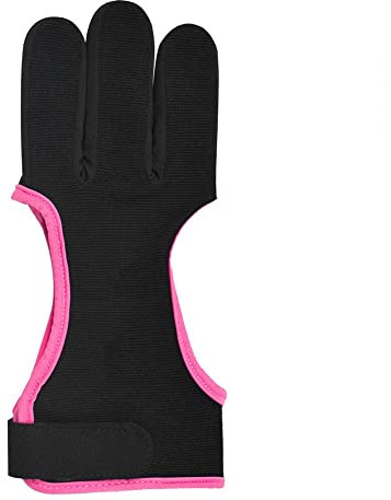 MiOYOOW Guante de tiro con arco, guante de cuero transpirable con tres dedos, protección antideslizante con arco, guante protector para hombres, mujeres, jóvenes principiantes