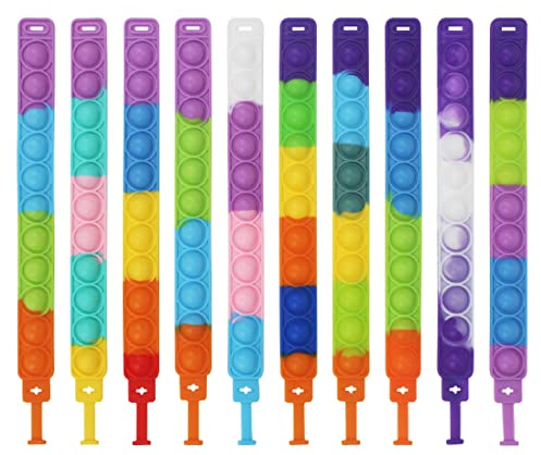 Popit Armband Set - 10 Stück: Bubble Fidget Spielzeug für Kinder und Erwachsene