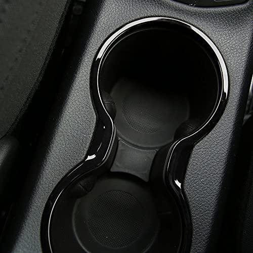 EDSARS Innendekoration Front Cup Holder Cover Console Trim Ring für Jeep Compass 2017-2019 Autozubehör,Black Style
