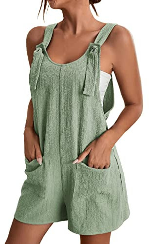 DeaAmyGline Jumpsuit Damen Sommer Kurz - Latzhose Damen Arbeitshose Träger Overall Damen mit Taschen Baggy Lässig Lose Trägerhose Strampler Playsuit Einteiliger Hose Jumpsuits Frauen Teenager Mädchen