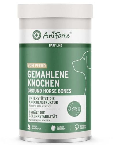 AniForte Ossa macinate di cavallo per cani e gatti 1 kg - Calcio naturale per costruzione ossea e articolazioni, farina di ossa pura come mangime e integratore di barf