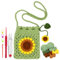MASPHY Häkelset für Anfänger, Sonnenblumen Handytasche Häkelset, Komplettes Häkelset für Anfänger mit DIY Handwerk Schritt-für-Schritt Video-Tutorial