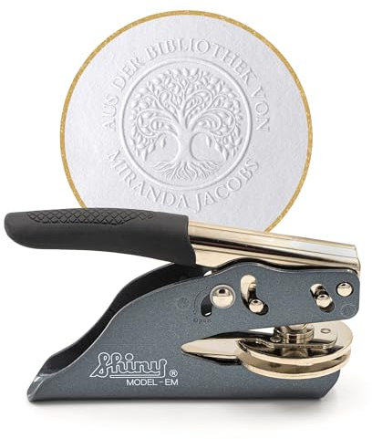 JUST REFINE® Ex Libris Prägestempel Personalisiert – Buchpräger für Papier - Ideal als Geschenk oder zu besonderen Anlässen - Verschiedene Motive (Insignia Eternitas)