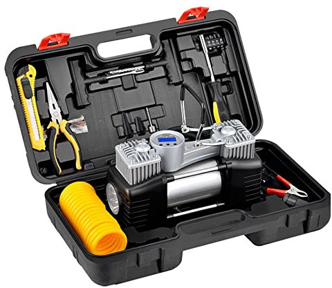 Sunydog Double Cylinder High Pressure Car Air Pump Electric Auto Tyre Inflator Pump Digital Display Air-Compressor Pressure Preset Function