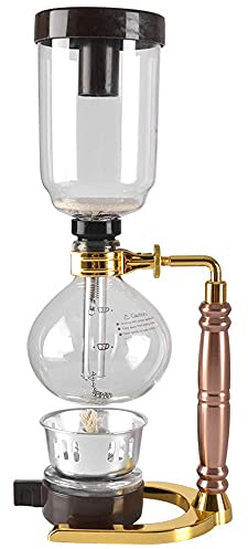 CUNTO Machine à café Siphon de style japonais Cafetière à thé Siphon Cafetière sous vide Type de verre Machine à café Filtre 3 tasses Or Appareils électroménagers