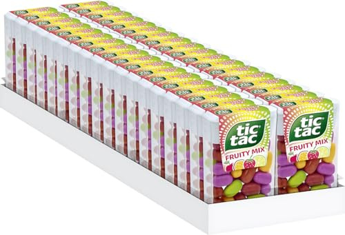 tic tac Fruity Mix - Kunterbunter Früchte-Mix, 36 x 18g | Vorratspack: Dragees mit Kirsch-, Maracuja-, Zitronen-Limetten- & Erdbeer-Minzgeschmack, Erfrischung für unterwegs