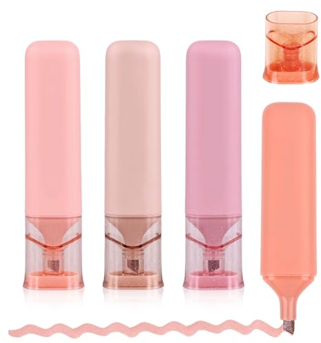 PEUTIER 4stk Glitzer-Textmarker, 11,3x2,5cm Nebel-Glitzer-Textmarker Textmarker Glitzernde Textmarker Schul- und Klassenzimmerbedarf für Männer Frauen und Kinder(Pink)