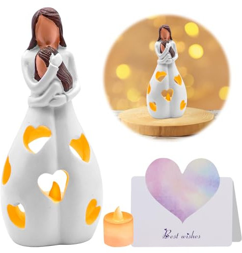 GAROMIA Geschenke für Mama Kerzenhalter Geschenk Mama Kerzenhalter mit LED Kerze Mutter und Tochter Geburtstagsgeschenk für Mama Frauen Neujahr Geburtstag Weihnachten