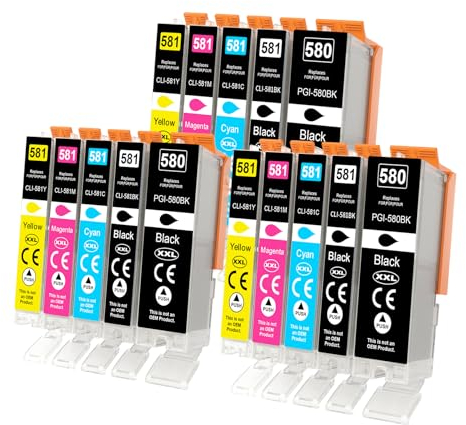 Yowell PGI-580 CLI-581 Druckerpatronen für Canon 580XL 581XL Multipack für Canon TS6350 für PIXMA TR7550 TR8500 TR8550 TS705 TS705a TS6250 TS6300 TS6350a, 15er Pack