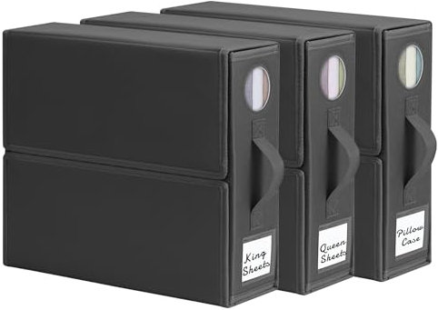 Homsorout Bettwäsche Organizer Unterbett Aufbewahrungsbox - Faltbare Kleidung Aufbewahrung, Schlafzimmer Platzsparender, Aufbewahrungstasche für Kleiderschrank, Bettdecke 3 Stück, Schwarz