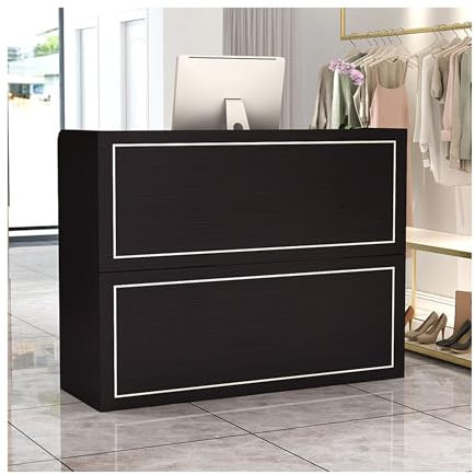 Moderner schwarzer Empfangstheke für Büro und Schönheitssalon, elegante Einzelhandelstheke für Kasse und Lobby, Willkommensschreibtisch (100 x 42 x 92 cm)