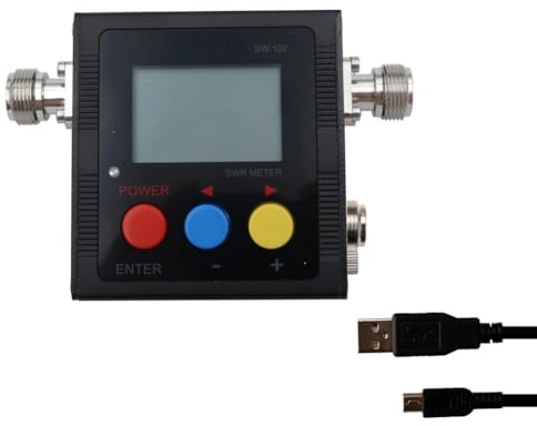 Yuattory SW-102S Digitales VHF/UHF 125-525 MHz SO239-Anschluss, Strom- und SWR-Messgerät (SW102-S), EU-Stecker