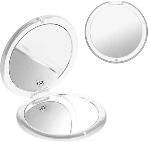 Qianyu 1x/15x Vergrößerungs Kompaktspiegel Reise Schminkspiegel Handtaschenspiegel Faltbarer Tragbarer Doppelseitiger Taschen Schminkspiegel 3,35 Zoll Klappbarer Kosmetikspiegel für Handtasche