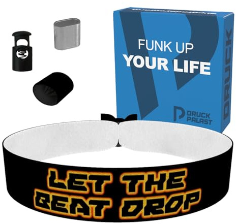 Let the Beat Drop - Stoffarmband für Techno-Fans - Wasserfest & Langlebig - Festival Armband - Musik Accessoires - Geschenk für Musikliebhaber - Unisex Armband - DJ Merchandise