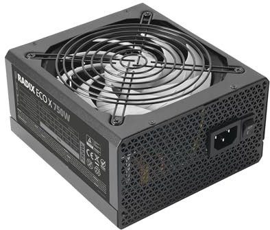 Tacens Radix Eco X 750, Fuente Alimentación PC ATX 750W, 6 Años Garantía, 87% Eficiencia, Tecnologías SMD y DC-DC, Ventilador Ultra-silencioso AI-RPM 140mm FDB, Cables Planos Extralargos, Negro
