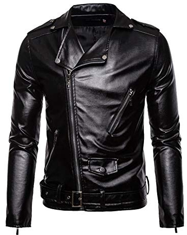 Motorradjacken Herren Rot Lederjacke Herren Biker Style Hero Klassische Bikerjacke Übergangsjacke Vintage Kunstlederjacke mit Gürtel Rockerjacke Revers Rocker Punk Moto Jacke