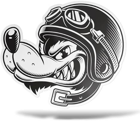 ERREINGE - Adesivo 40 cm LUPO MOTOCICLISTA - Sticker PVC | Decal compatibile per Auto, Moto, Scooter, Casco, Laptop, Camper, Cofano, Bici