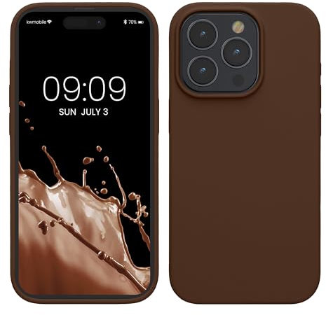 kwmobile Case for iPhone 15 Pro Max Case - Soft TPU Silicone Cover - Chocolate