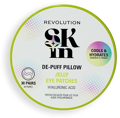Revolution SKin, De-Puff Pillow Eye Patches, Hydrogel-Augenpads zur Kühlung und Feuchtigkeitspflege, Vegan und Tierversuchsfrei, 30 Paar