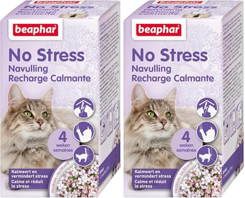 Beaphar – NO Stress – Recharge pour diffuseur électrique calmant à la Valériane pour Chat – Réduit Stress et problèmes comportementaux sans dépendance ni Somnolence – 1 Recharge 30 ML – 4 semaines