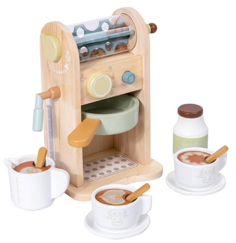 KOMBIUDA Boys and Girls Wooden Kitchen Playset Simulation Coffee Machine Toy Safe Fun for Toddlers Maker Set for Boys Girls