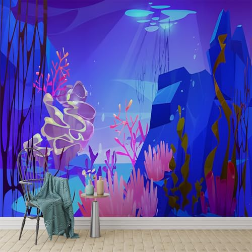 Fototapete Unterwasserwelt 3D Effekt Selbstklebende Tapete Meereslebewesen Korallen Seidenstoff Wandtapete Wanddeko Wohnzimmer Schlafzimmer Kinderzimmer - 250x175cm (Breite x Höhe) - D66