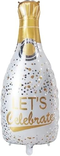 White Celebrate Bottle Foil Balloon, 80cm (2 Pack)