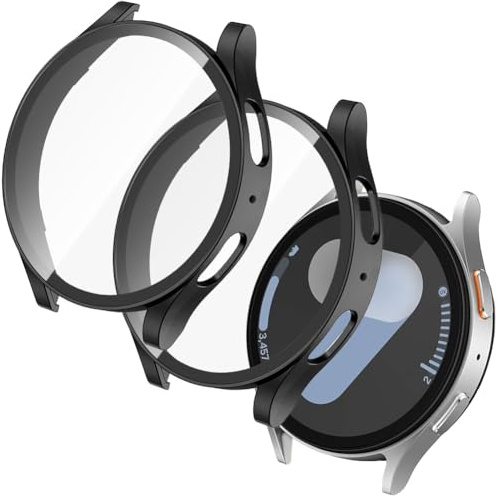 OFFCUP 2 Pezzi Cover con Pellicola Protettiva per Samsung Galaxy Watch 7 40mm, Copertura Completa Custodia Complessiva Rigida HD Clear Pellicola Protettiva Temperato Film
