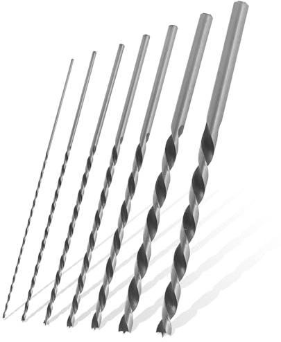 7PCS Wood Drill Bit Set, 4mm 5mm 6mm 7mm 8mm 10mm 12mm x 300mm Long Drill Bits Wood for Hardwood Softwood Plywood Mdf and Chipboard, Woodworking Bit