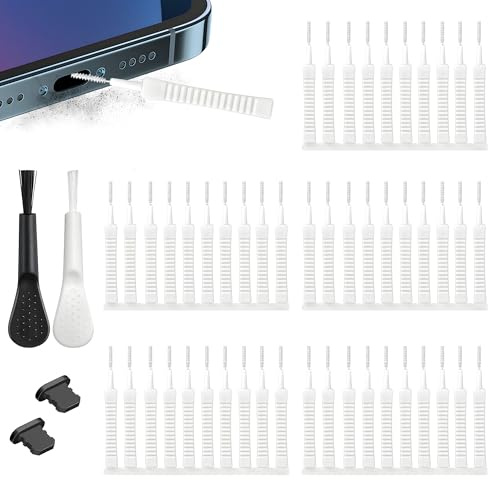 54PCS Charger Port Cleaner, Phone Charger Cleaning Kit | with 2 Detailed Brushes and 2 Caps, Charging Port Cleaning Kit Compatible with iPhone Connector Electronics Maintenance Tools