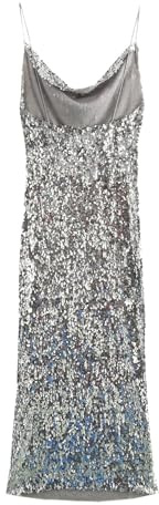 Figurbetontes Maxikleid mit Paillettenhals für Damen, Elegantes Abend- und Partykleid, schmale Passform, Rundhals-Design