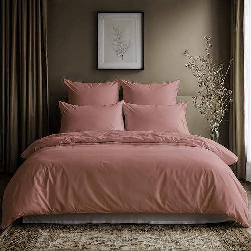 Lavea® 1 Bettbezug 155x220 cm - Rosa | 100% Baumwolle, Atmungsaktive, Reißverschluss, hautfreundlich, pflegeleicht, OEKO-TEX STANDARD 100 zertifiziert