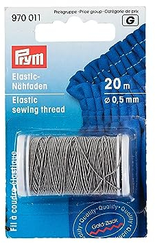 Prym 970011 Elastic-Nähfaden 0,5 mm hellgrau, Polyester, grau, Ø 0,5mm, 20