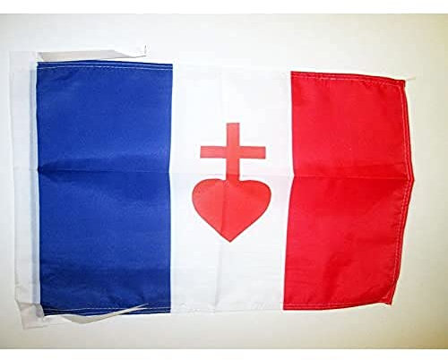 AZ FLAG - Drapeau France Sacré Cœur de Jésus - 45x30 cm - Pavillon Français Catholique 100% Polyester Avec Deux Cordelettes - 20g