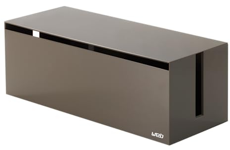 YAMAZAKI Management Home Box-Organizador de Almacenamiento Salida, Protector de Cubierta | Plástico | Gestión de Cables, Resina ABS, Gris, Talla única