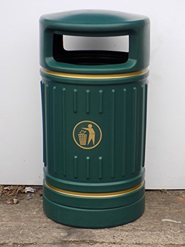 Ryde 120 Litre Traditionally Styled Round Plastic Litter Bin - GREEN