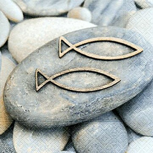 Servietten Konfirmation Kommunion Jugendweihe Firmung Fische 20 Stück, 3-lagig 33x33cm