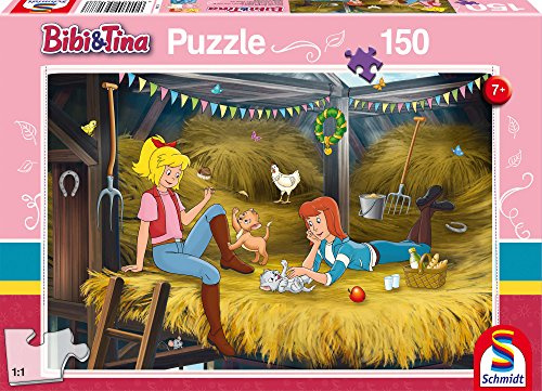 Schmidt Spiele 56188 Bibi und Tina, Auf dem Heuboden, 150 Teile Kinderpuzzle