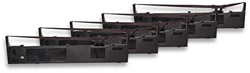 vhbw 5x Farbband Schriftband kompatibel mit Epson LQ 2100 Serie, LQ 2170, LQ 2190, LQ 2180, LQ 2190 N Nadeldrucker, Bondrucker - Schwarz