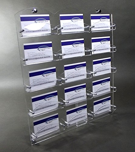 Acrylglastechnik Danier Visitenkarten Halter Ständer 15 Fächer für die Wandmontage,Acrylglas