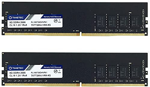 Timetec 16 Go KIT (2x8 Go) DDR4 2666MHz PC4-21300 Unbuffered Non-ECC Unbuffered 1.2V CL19 1Rx8 Single Rank 288 Pin UDIMM Ordinateur de Bureau Mémoire RAM Module Mise à Niveau