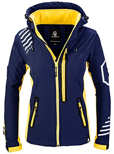 Rock Creek Damen Softshell Jacke Windbreaker Regenjacke Übergangsjacke Softshelljacke Damenjacke Regenmantel Outdoorjacke Kapuze D-402 Navy L