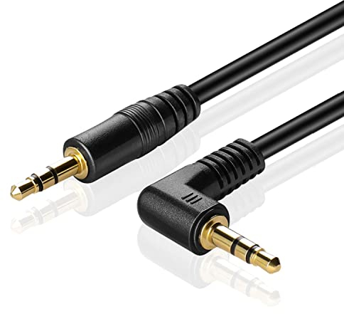 TNP Audio Cable 3.5mm Right Angle (3FT) Male to Male Gold Plated AUX Auxiliary Headset Jack Adapter TRS Cord for Bose Sony Headphones Cord Replacement iPhone iPod iPad Computer Portable Speaker Car