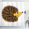ABAKUHAUS Igel Duschvorhang, Cartoon-Tier Lächeln, Stoffliches Gewebe Badezimmerdekorationsset mit Haken, 175 x 180 cm, Brown Erde Gelb