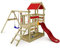 WICKEY Spielturm Klettergerüst TurboFlyer mit Schaukel & roter Rutsche, Outdoor Kinder Kletterturm mit Sandkasten, Leiter & Spiel-Zubehör für den Garten